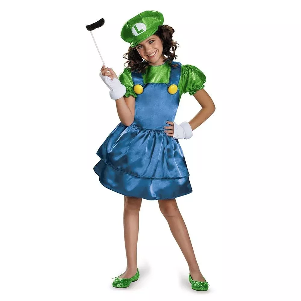 Super Mario Bros Girl's Luigi Costume Dress