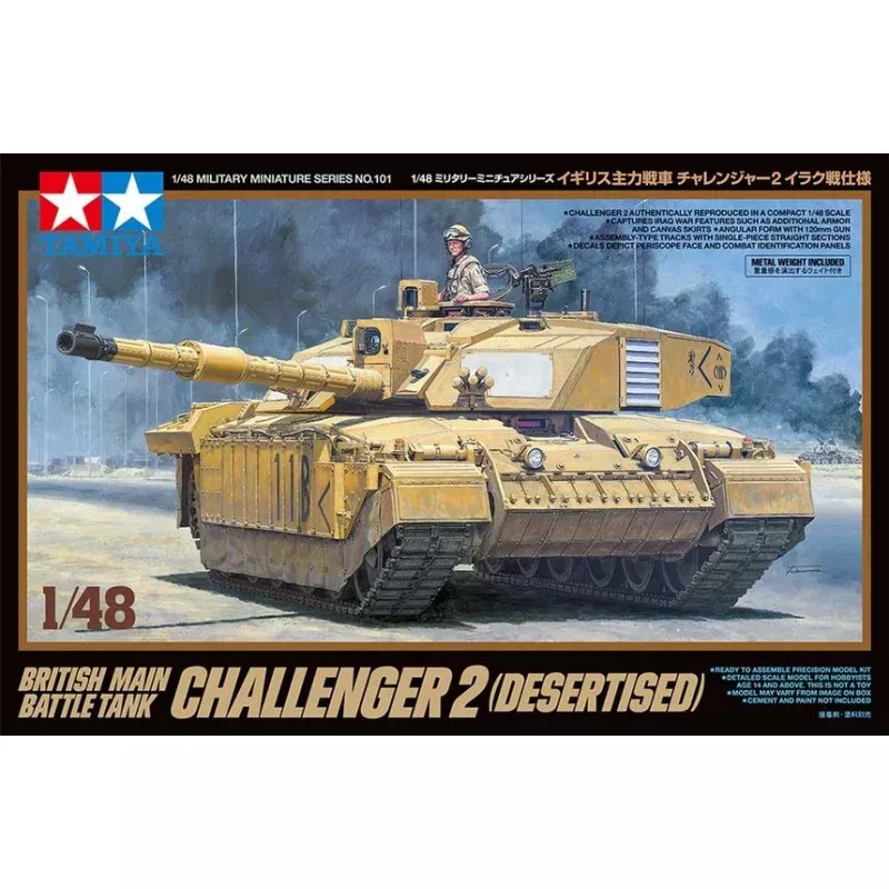 Tamiya 1/48 Scale British Modern tank Challenger 2 (Desertised) model kit