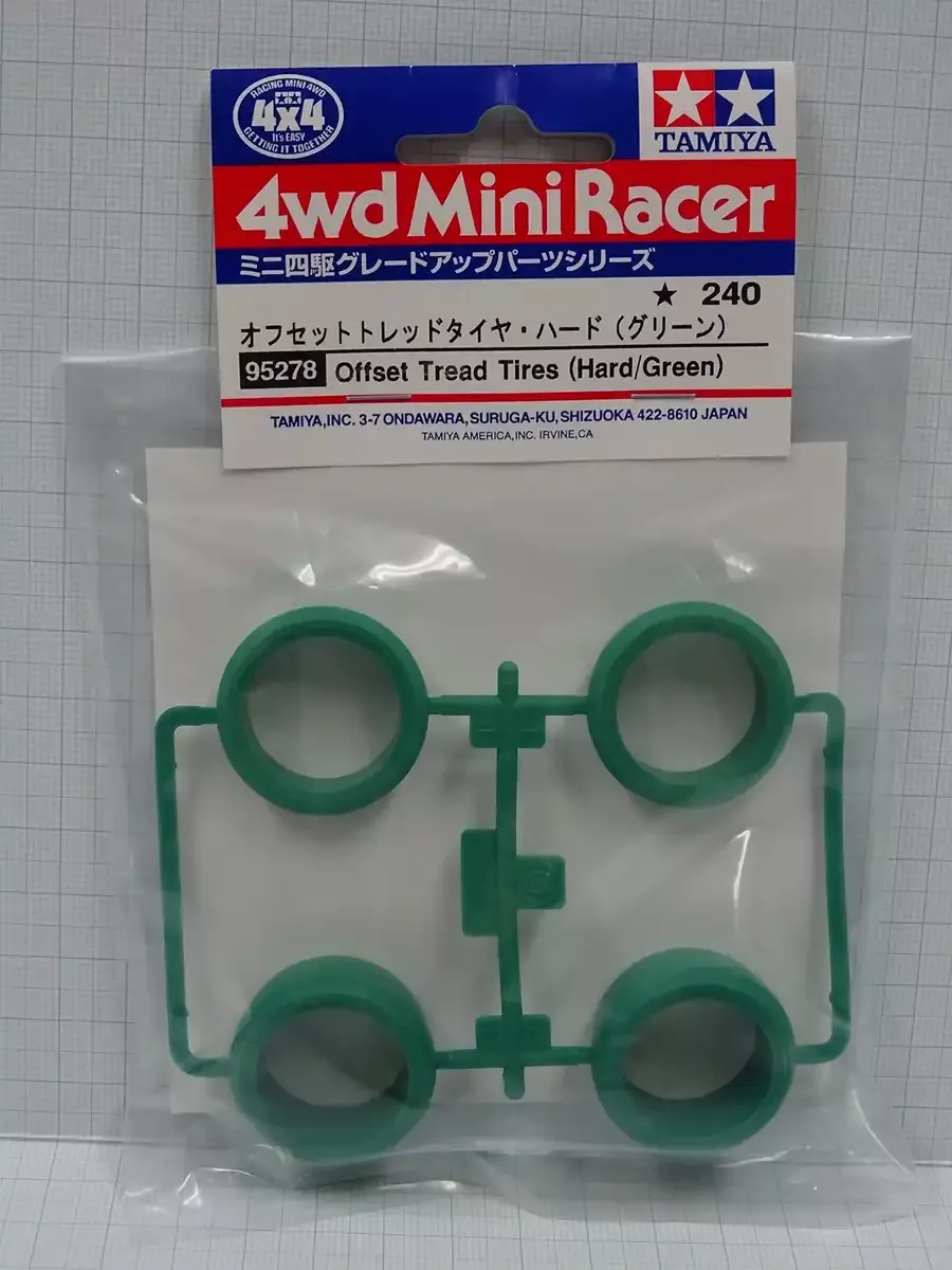 TAMIYA 95278 Mini 4Wd Offset Tread Tires Hard/Green