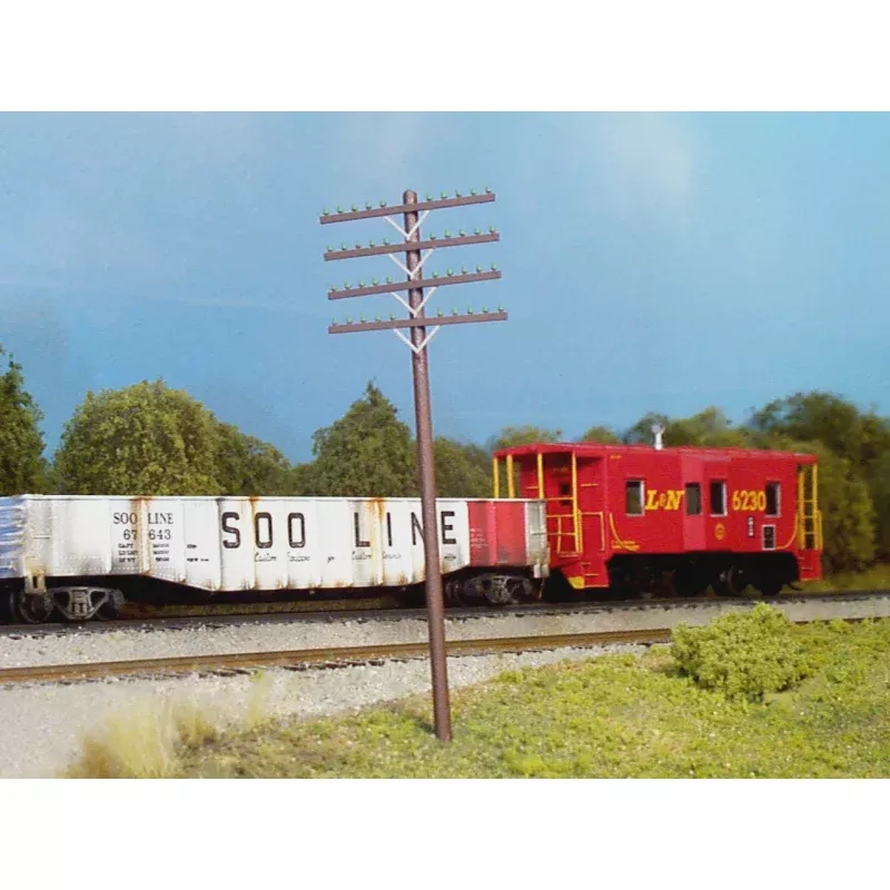TELEGRAPH - TELEPHONE POLES with 4 CROSS ARMs in KIT form. RIX #0034 RAILROAD