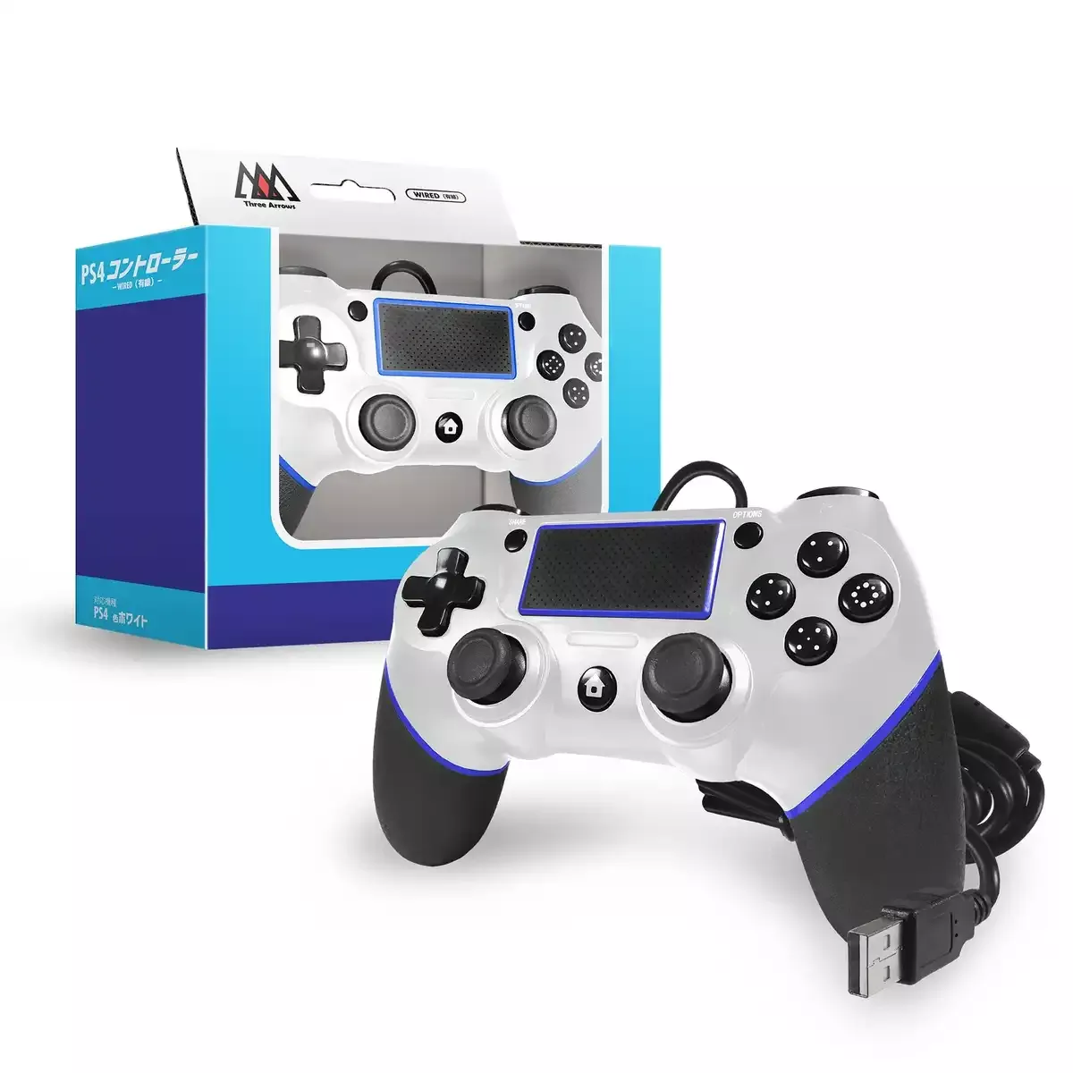 Three Arrow Ps4 Wired Controller White