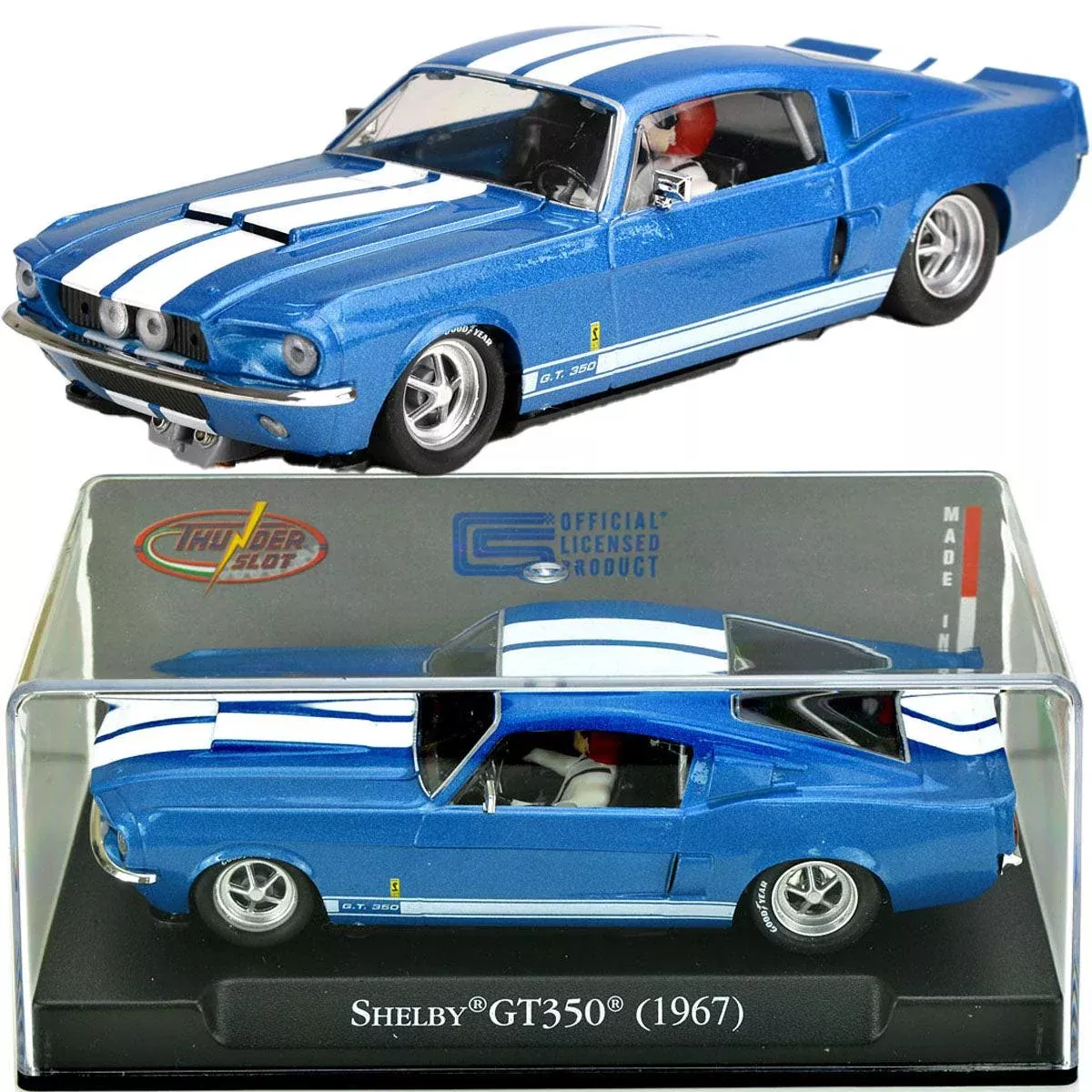 ThunderSlot 1967 Ford Shelby Mustang GT350 Blue Acapulco Thunder Slot Car 1/32