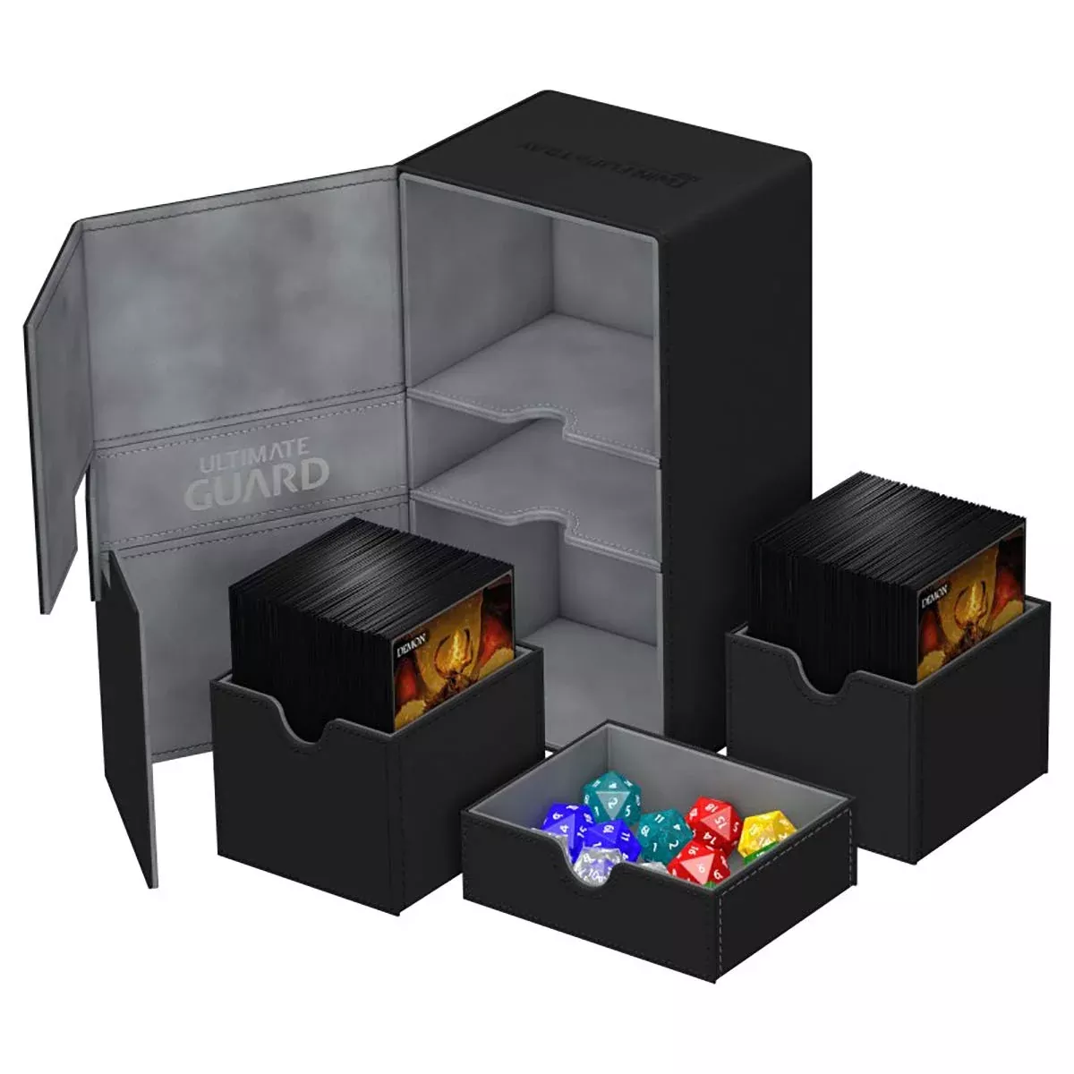 Ultimate Guard 200 Card Twin Flip N Tray Xenoskin Black Deck Case