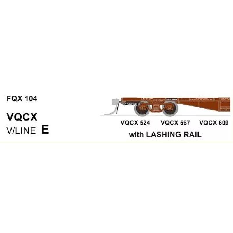 VQCX Pk E. (FQX104) Three Container Wagons with Lashing Rails: FQX104 SDS Models: VIC Railways:*