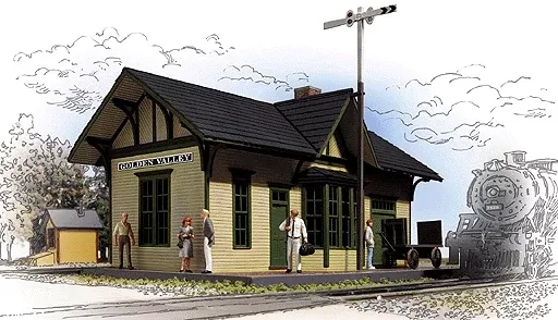 Walthers Cornerstone 933-2707 O Scale Cream and Green Golden Valley Depot
