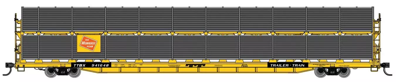 Walthers Mainline 910-8120 HO Scale 89' Bi-Level Shielded Auto Rack Milwaukee Road MILW 941689
