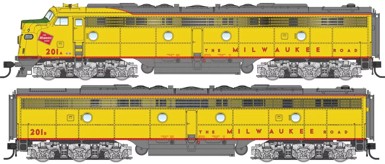 Walthers Proto 920-49950 HO Scale EMD E9A-B Diesel Set Milwaukee Road MILW 201A/201B