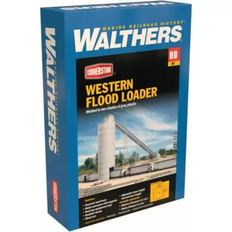 Western Coal Flood Loader -933-3089 - Kit - 32 x 4-1/2 x 16 81.3 x 11.4 x 40.6cm, Conveyor Sections: 7-1/16 18cm HO Walthers:
